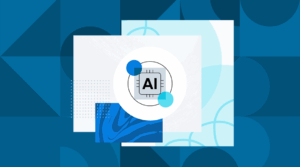 AI letters op een blauwe achtergrond